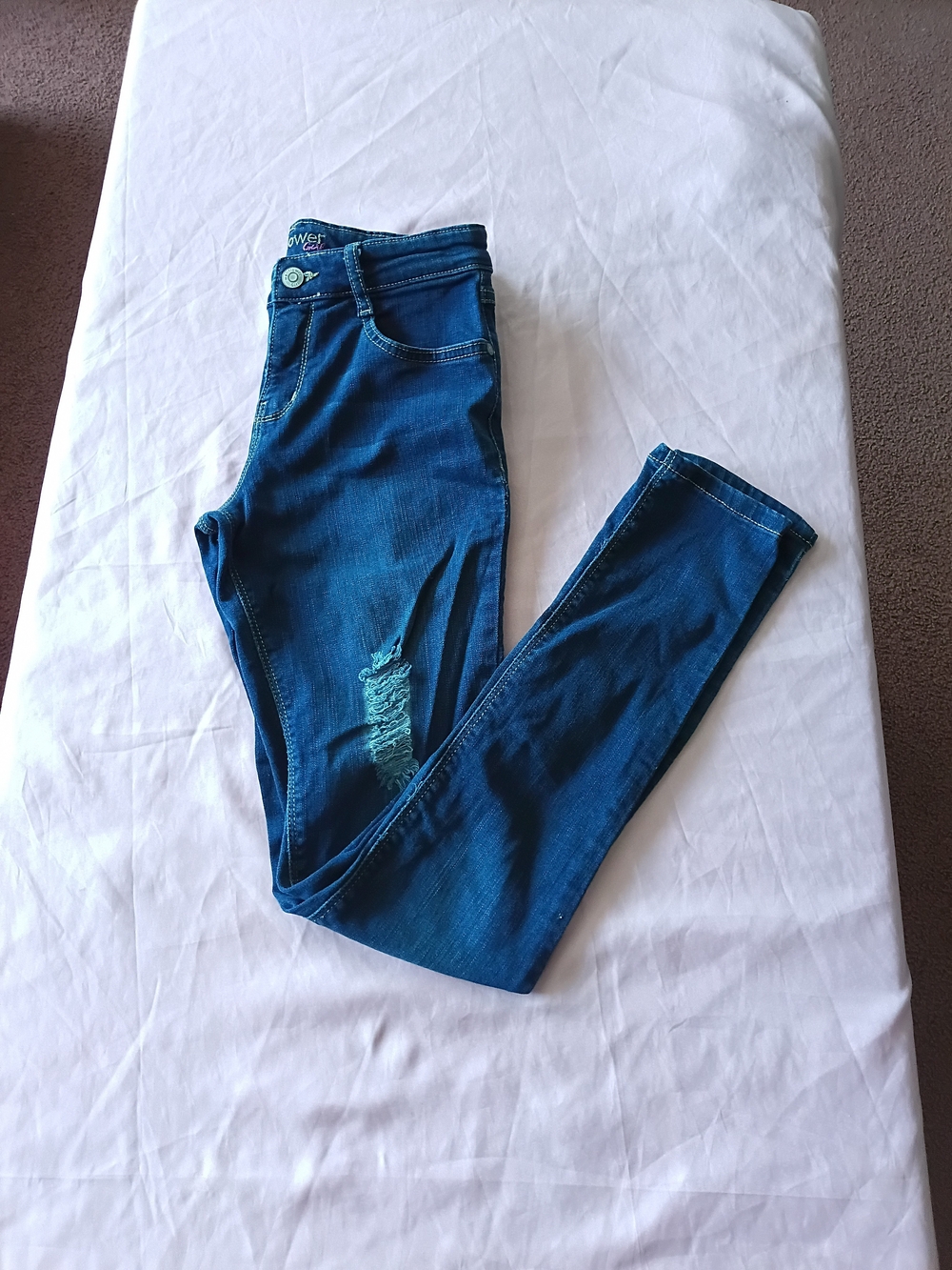 Wallflower Girls Dark Blue Distressed Skinny Jeans Size 16